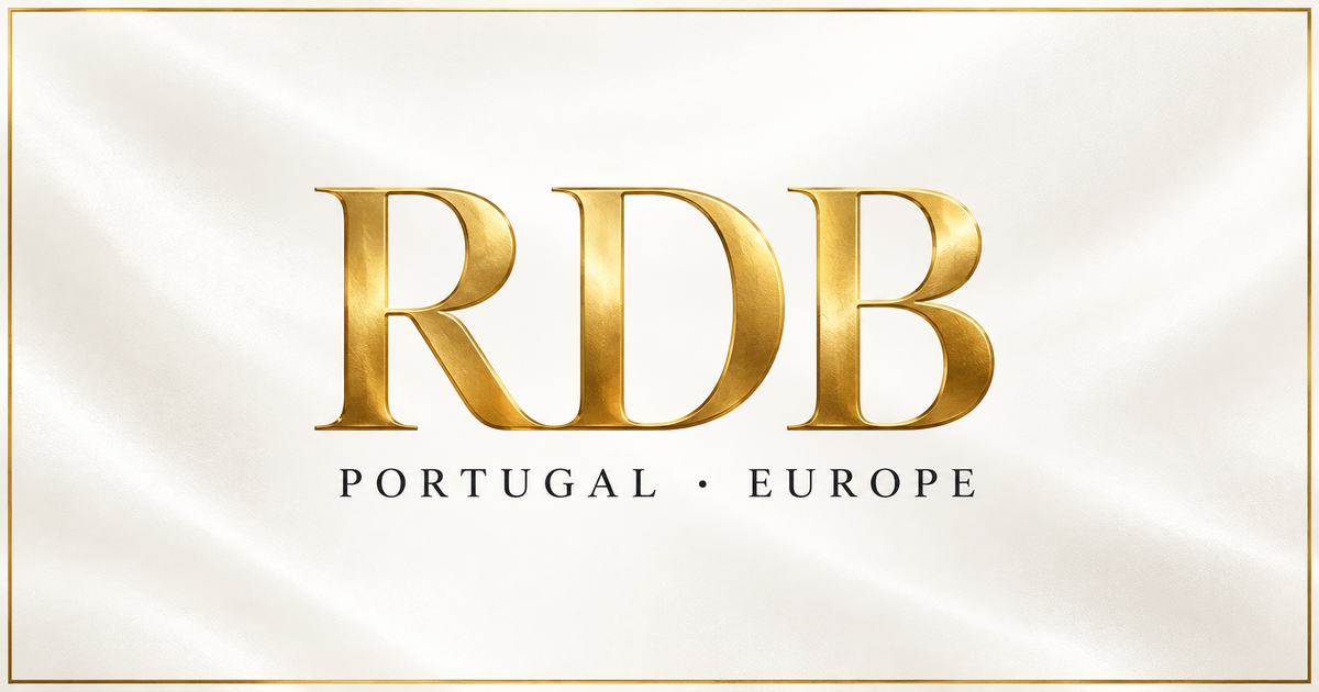 RDB Portugal and Europe identity in gold on pearl white